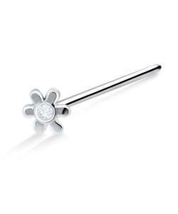 Floral Silver Straight Nose Stud NSKA-728